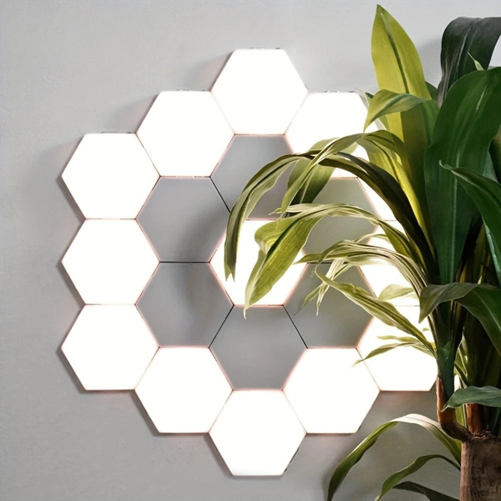 Touch-Controlled Hexagonal LED Wall Lights, Modern Energy-Efficient Neutral White Lighting, DIY Assembly, Wall-Mounted