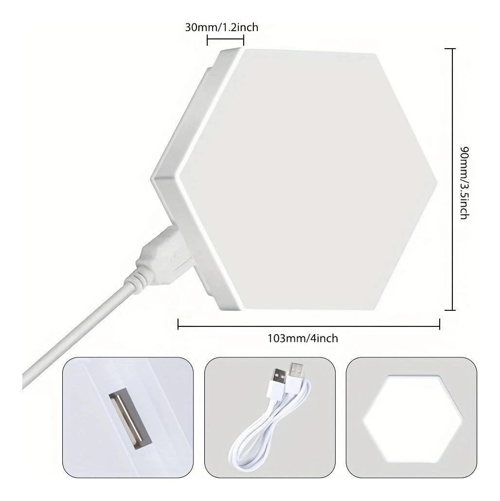 Touch-Controlled Hexagonal LED Wall Lights, Modern Energy-Efficient Neutral White Lighting, DIY Assembly, Wall-Mounted
