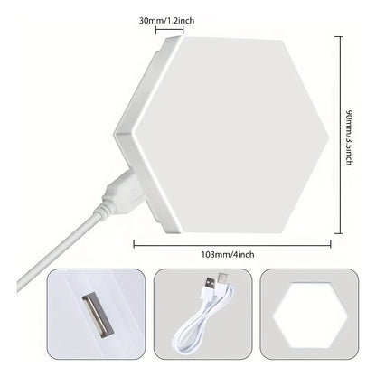 Touch-Controlled Hexagonal LED Wall Lights, Modern Energy-Efficient Neutral White Lighting, DIY Assembly, Wall-Mounted