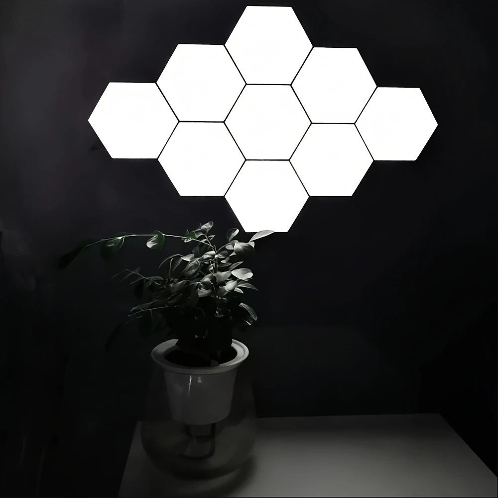 Touch-Controlled Hexagonal LED Wall Lights, Modern Energy-Efficient Neutral White Lighting, DIY Assembly, Wall-Mounted