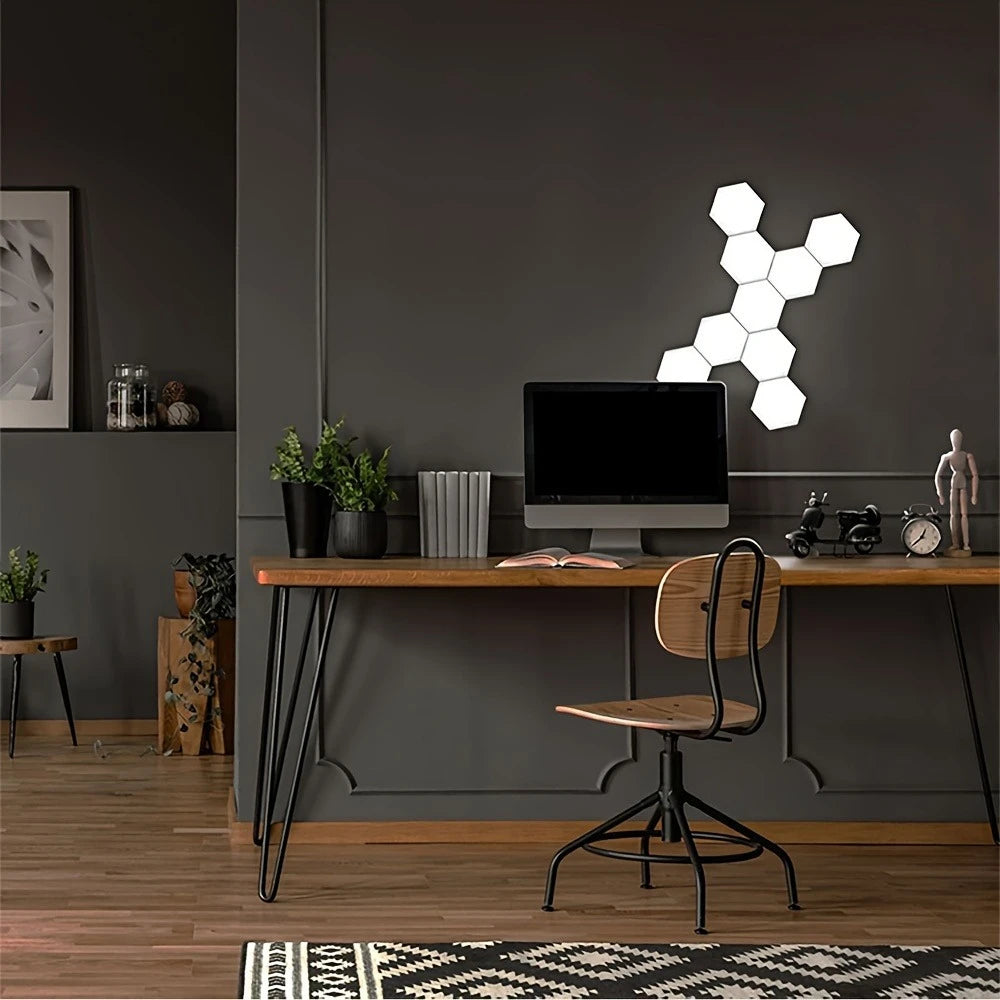 Touch-Controlled Hexagonal LED Wall Lights, Modern Energy-Efficient Neutral White Lighting, DIY Assembly, Wall-Mounted