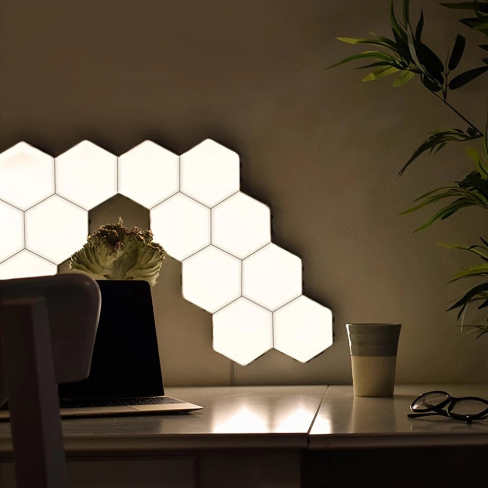 Touch-Controlled Hexagonal LED Wall Lights, Modern Energy-Efficient Neutral White Lighting, DIY Assembly, Wall-Mounted