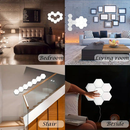 Touch-Controlled Hexagonal LED Wall Lights, Modern Energy-Efficient Neutral White Lighting, DIY Assembly, Wall-Mounted