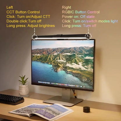 LED Monitor Light Bar Computer Screen Hanging Lights RGB  Atmosphere Table Lamp For Work Study Read Gaming Dimming Lighting 44cm