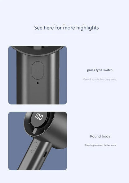 Portable Mini Handheld Fan with LED Display Semiconductor Refrigeration 100 Speeds USB Rechargeable Battery Outdoor Fan