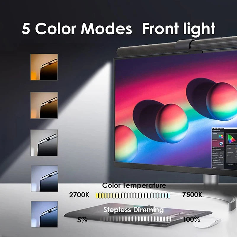 LED Monitor Light Bar Computer Screen Hanging Lights RGB  Atmosphere Table Lamp For Work Study Read Gaming Dimming Lighting 44cm
