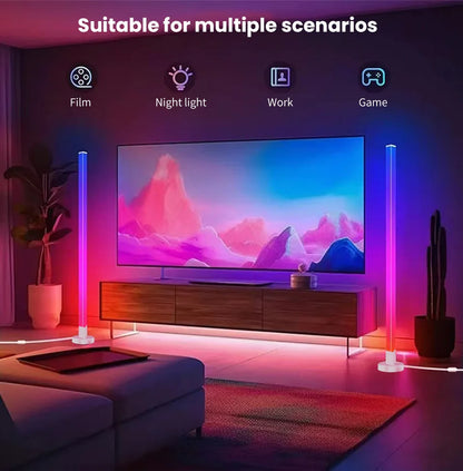 RGB LED Floor Lamp Remote & APP Control Music Sync Corner Lighting Modern Mood Lighting for Bedroom Living Room Gaming decor