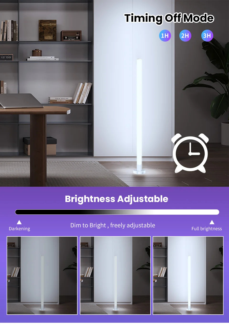 RGB LED Floor Lamp Remote & APP Control Music Sync Corner Lighting Modern Mood Lighting for Bedroom Living Room Gaming decor