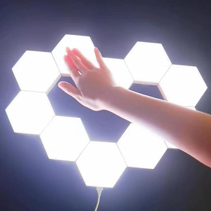 Touch-Controlled Hexagonal LED Wall Lights, Modern Energy-Efficient Neutral White Lighting, DIY Assembly, Wall-Mounted