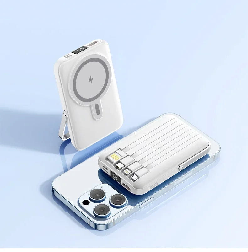 New 200000mAh Magnetic Wireless Power Bank with Phone Holder Portable Charger Fast Charging Battery for IPhone Magsafe PowerBank
