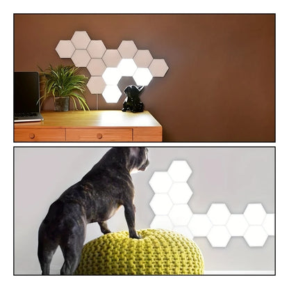Touch-Controlled Hexagonal LED Wall Lights, Modern Energy-Efficient Neutral White Lighting, DIY Assembly, Wall-Mounted