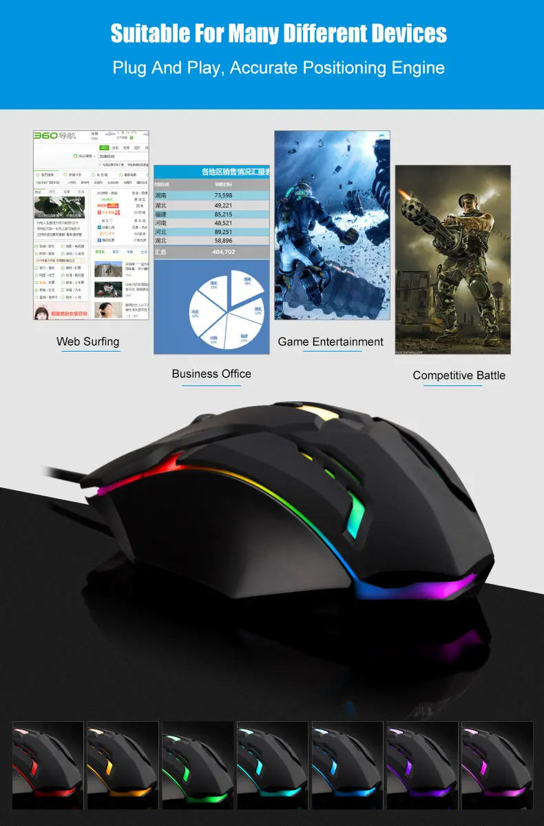 LED Luminous High-quality Ergonomic Gaming Mouse 4-button USB Wired Gaming Mouse for Desktop Laptop Office Computer Gaming Mouse